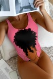 Light Blue Sexy Letter Print Basic Swimwears (Without Paddings)