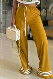 Ginger Casual Striped Print Basic Regular High Waist Conventional Positioning Print Trousers