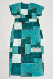 Green Elegant Plaid Patchwork Deep V Neck Long Plus Size Dresses