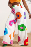 White Casual Print Patchwork Plus Size