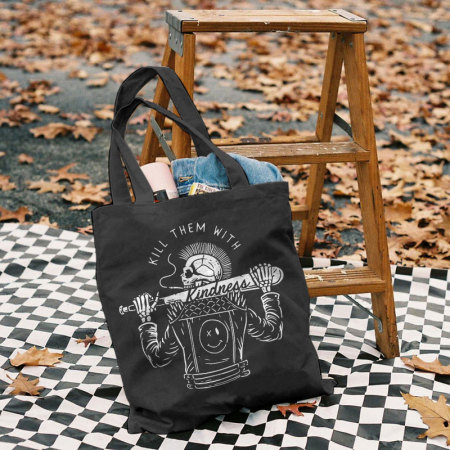 Black KILL THEM WITH KINDNESS PRINTED BAG