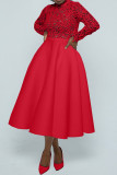 Purple Casual Solid Color Lace Patchwork Long Sleeve Dresses