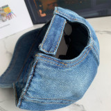 Blue Casual Street Solid Color Distressed Patchwork Hat