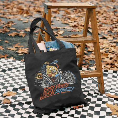 Black RETRO MOTORCYCLE PRINTED BAG