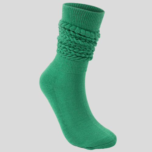 Green Daily Solid Color Patchwork Sock