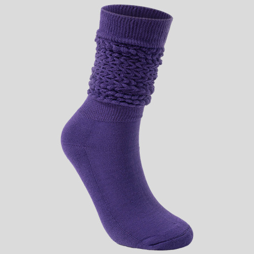 Dark Purple Daily Solid Color Patchwork Sock