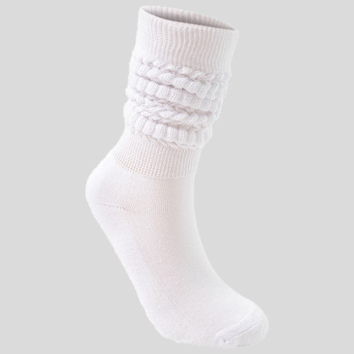 White Daily Solid Color Patchwork Sock