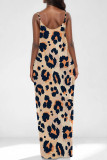 Leopard Print Sexy Floral Print Pocket V Neck Printed Dresses