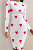 Gold Casual Print Patchwork O Neck Wrapped Skirt Dresses