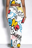 Multicolor Casual Graffiti Print Camouflage Print Contrast Regular High Waist Full Print Bottoms