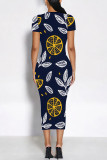White Elegant Floral Print Chain print O Neck Printed Dresses