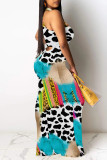 Black Graffiti Print O Neck Sleeveless One Step Skirt Party Evening Party Bodycon Maxi Dresses