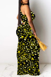 Black Graffiti Print O Neck Sleeveless One Step Skirt Party Evening Party Bodycon Maxi Dresses