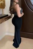 Red Hot Drill Sleeveless Backless High Slit Formal Evening Party Wedding Bodycon Maxi Slip Dresses