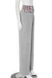 Black Casual Print Draw String Pocket Patchwork Loose Mid Waist Wide Leg Patchwork Bottoms