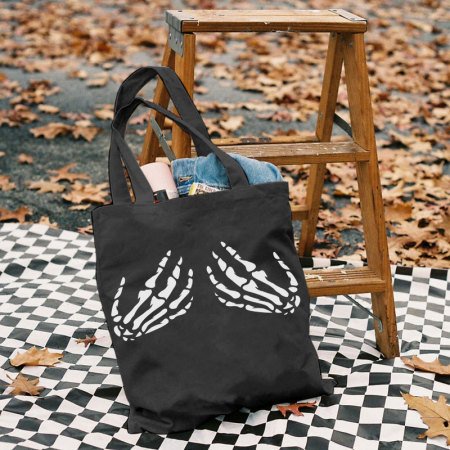Black SKULL HANDS PRINTED BAG