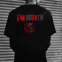Black I'M BROKEN PRINTED MEN'S T-SHIRT
