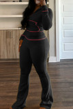 Yellow Casual Hooded Long Sleeve Pocket Zipper Crop Jackets And Flare Leg Pants Two Pieces Jogger Sets