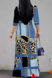 Zebra Elegant Leopard Print Zebra Print Chain print Pocket Lace Up V Neck Printed Dresses(There are pockets)