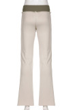 Grey Casual Draw String Patchwork Contrast Regular Low Waist Speaker Patchwork Bottoms