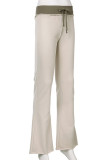 Grey Casual Draw String Patchwork Contrast Regular Low Waist Speaker Patchwork Bottoms