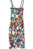 Brown Sexy Print Patchwork Backless Spaghetti Strap Sling Dresses