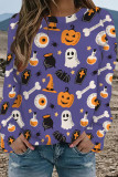 Black Casual Street Graffiti Print Contrast O Neck Tops