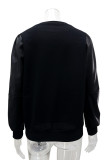 Black Crewneck Long Sleeve Fall Winter Women's Sweatshirt