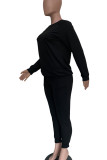 Rose Red Casual O Neck Long Sleeve Sweatshirt And Skinny Pants Pocket Two Pieces Sweatsuit Sets