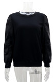 Black Crewneck Long Sleeve Fall Winter Women's Sweatshirt