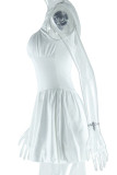 White Sleeveless U Neck Cami Nigntclub Cocktail Party Mini Bubble Dress