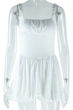 White Sleeveless U Neck Cami Nigntclub Cocktail Party Mini Bubble Dress