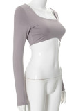 White Solid Color Patchwork U Neck Tops