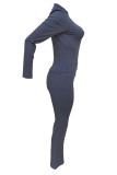 Black Long Sleeve Zipper Closure Top and Slim Fit Pant Sportswear Athleisure Gym Pant Set
