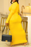 Black Casual Solid Color Patchwork O Neck Long Dresses