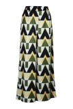 White Black Abstract Print High Waist Wide Leg Pants Casual Vacation Baggy Trousers