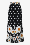 White Black Abstract Print High Waist Wide Leg Pants Casual Vacation Baggy Trousers