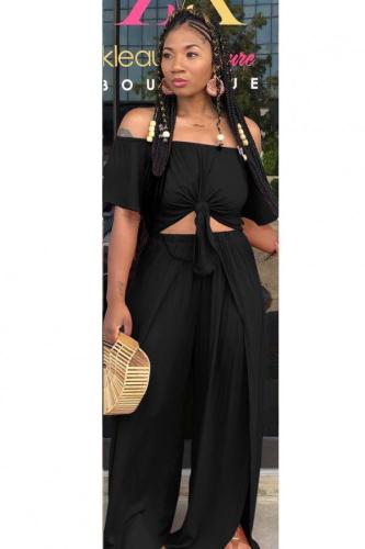 Yellow Fashion Casual asymmetrical Solid Bandage Loose Two-piece Pants Set