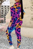 White Vibrant Tie Dye Print  Long Sleeve T Shirt and Skinny Leggings Casual Matching Pant Set