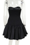 Red Sleeveless Strapless Bubble Hem Evening Cocktail Party Mini Dress