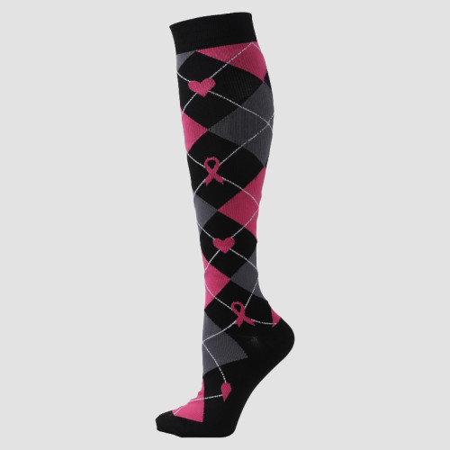 Black Pink Daily Letters Patchwork Sock
