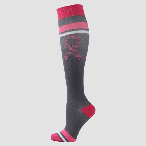 Pink Gray Daily Letters Patchwork Sock