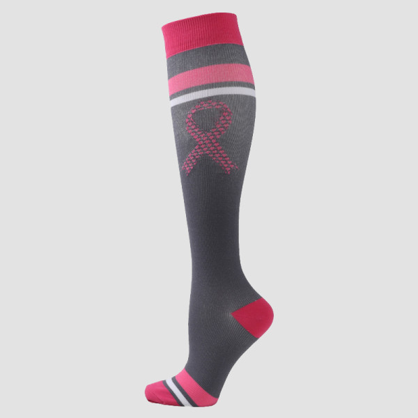 Pink Gray Daily Letters Patchwork Sock