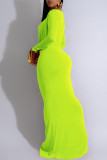 Black Elegant Solid Color Hollow Out Patchwork Ruched Deep V Neck Long Dresses