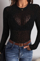 Leopard Print Sexy Leopard Print Patchwork O Neck Tops