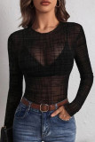 Black Sexy Leopard Print Patchwork O Neck Tops