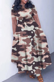 Black Casual Print Patchwork O Neck Short Sleeve Dresses