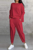 White Casual Solid Color Pocket O Neck Long Sleeve Two Pieces