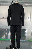 White Casual Solid Color Pocket O Neck Long Sleeve Two Pieces