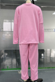 White Casual Solid Color Pocket O Neck Long Sleeve Two Pieces